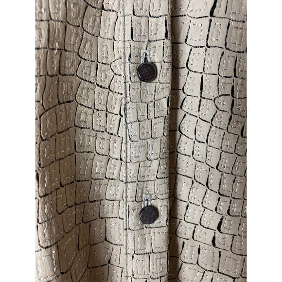 NWT ALBERTO MAKALI TOP SNAKE SKIN EMBOSSED BLOUSE SHIRT BUTTON UP TEXTURED MESH - Picture 11 of 16